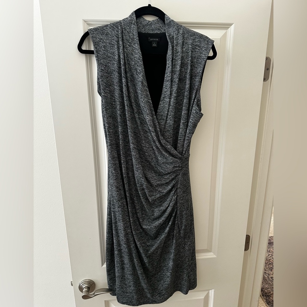 Ann Taylor Charcoal Draped Midi Dress